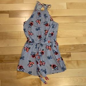 Striped floral romper